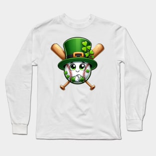 Kids Baseball St Patricks Day Shirt Ball Leprechaun Catcher Long Sleeve T-Shirt